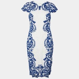 Tadashi Shoji Blue and White Lace Dress